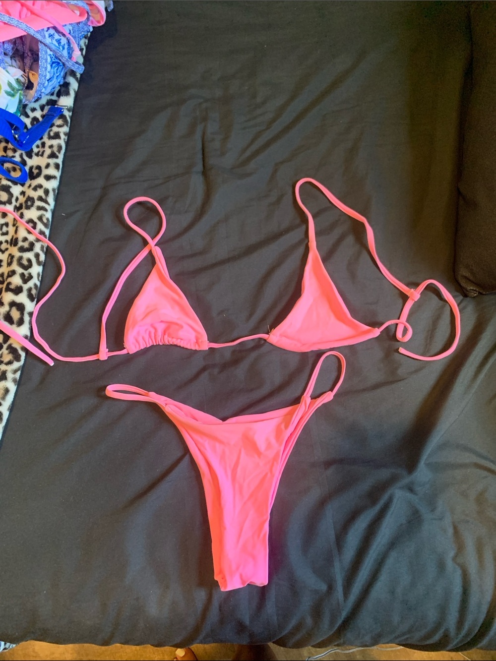 Zaful Neon Pink String Bikini Set